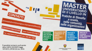 MASTER UNIVERSITARIO DI II LIVELLO IN “Pratiche di filosofia a scuola, nelle comunità, nelle organizzazioni” Anno Accademico 2019-2020